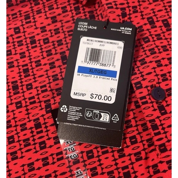 Under‎ Armour Shirt Men's Sz XL X-Large Playoff Polo Red Black Golf NWT - Picture 2 of 7